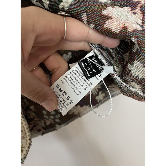 Tie Front Vest Fabric Like Floral Sleeveless top SHEIN Womens Medium Beige - Picture 6 of 7